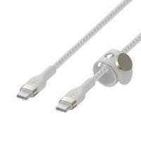 Belkin BoostCharge Pro Flex gevlochten USB Type C/C-kabel, USB-IF-gecertificeerde Power Delivery PD-snellaadkabel voor iPhone 16, Samsung Galaxy S24, Pixel, iPad, Nintendo Switch en meer, 2 m, wit - thumbnail