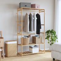 Kledingrek met schappen 110x40x175 cm bamboe - thumbnail