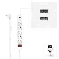 Hama Stekkerdoos 5-voudig USB-A 17W Schakelaar 1,4 M Wit - thumbnail