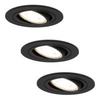 Set van 3 Miro LED inbouwspots - GU10 4 Watt 345 Lumen - 4000K Neutraal wit - Dimbaar - Rond - Kantelbaar - IP20 Voor binnen - Zwart - thumbnail