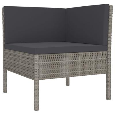 5-delige Loungeset met kussens poly rattan grijs