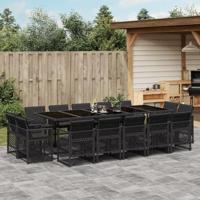 15-delige Tuinset met kussens poly rattan zwart - thumbnail