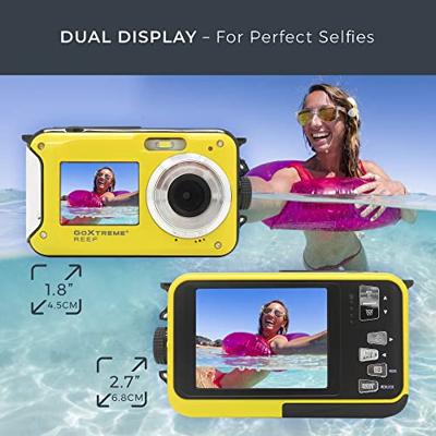 GoXtreme Reef Yellow Digitale camera 24 Mpix Geel Full-HD video-opname, Waterdicht tot 3 m, Onderwatercamera, Schokbestendig, Met ingebouwde flitser