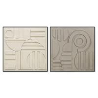 Canvas Home ESPRIT Bruin Beige Modern Stads 102 x 4,5 x 102 cm (2 Stuks) - thumbnail