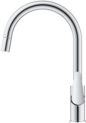 Keukenkraan - Chroom - Hoge C-vormige uitloop - Uittrekbare perlator - 360 draaibaar - Doorstroombegrenzer - GROHE Start Curve - 30562000 Keukenkraan - Chroom - Hoge C-vormige uitloop - Uittrekbare perlator - 360 draaibaar - Doorstroombegrenzer - GROHE Start Curve - 30562000