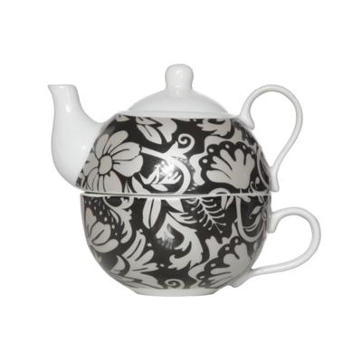 Cosy & Trendy Tea For One Theepot Black Leaves Cosy & Trendy Tea For One Theepot Black Leaves