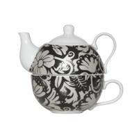 Cosy & Trendy Tea For One Theepot Black Leaves - thumbnail