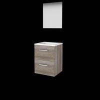 Basic-Line Ultimate 46 Badkamermeubelset - 50 x 46 cm - Met Grepen - 2 Lades - Acryl Wastafel - 1 Kraangat - Spiegel met Indirecte LED Verlichting - Scotch Oak - thumbnail