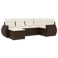 7-delige Loungeset met kussens poly rattan bruin - thumbnail