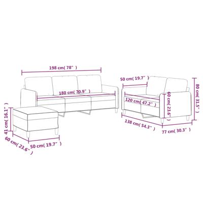 3-delige Loungeset met kussens stof bruin