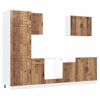 7-delige Keukenkastenset Lucca bewerkt hout oud houtkleurig - thumbnail