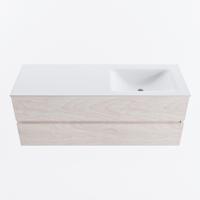 MONDIAZ VICA 130cm badmeubel onderkast Underlayment 2 lades. Wastafel CLOUD rechts zonder kraangat, kleur Talc. - thumbnail