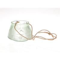 Hangende windlicht Lines Ø11xh15cm groen - thumbnail