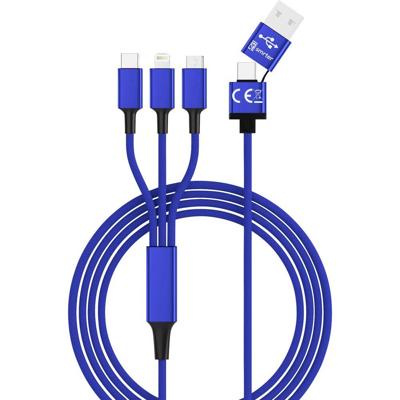 Smrter SMRTER_HYDRA_ULT_NB USB-laadkabel USB 2.0 USB-A stekker, USB-C stekker, Apple Lightning stekker, USB-micro-B stekker 1.20 m Blauw
