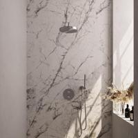 BRAUER Stripe Thermostatische Inbouw Regendouche - 3-weg - rond - SET 38 - 25cm douchekop - gebogen muurarm - staaf handdouche - doucheslang - wandaansluitbocht - RVS-kleurig geborsteld PVD 5-NG-439 - thumbnail