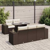 6-delige Loungeset met kussens poly rattan bruin - thumbnail