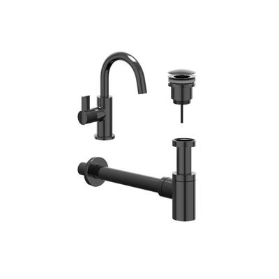 IVY Fonteinset - opbouw - draaibare uitloop - always open plug - Zwart chroom PVD 6901447 IVY Fonteinset - opbouw - draaibare uitloop - always open plug - Zwart chroom PVD 6901447