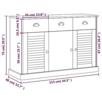 Dressoir met lades VIGO 113x40x75 cm massief grenenhout grijs - thumbnail
