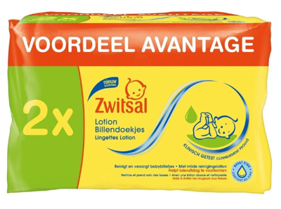 Zwitsal - Billendoekjes Lotion - 2x 65 stuks