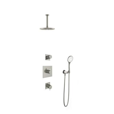 Hotbath Get Together IBS2GN inbouwdouche met 3s handdouche en 15cm plafondbuis geborsteld nikkel