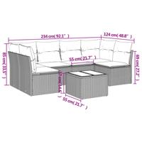 7-delige Loungeset met kussens poly rattan grijs - thumbnail