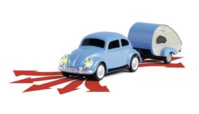 Carson Modellsport 500504148 VW Käfer mit Anhänger 1:87 RC auto Elektro Straatmodel Incl. accu, oplader en batterijen voor de zender - thumbnail