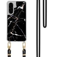 Samsung Galaxy A26 hoesje met zwart koord - Marmer zwart - thumbnail