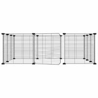 VidaXL Huisdierkooi met 12 panelen en deur, zwart 35x35 cm staal - thumbnail