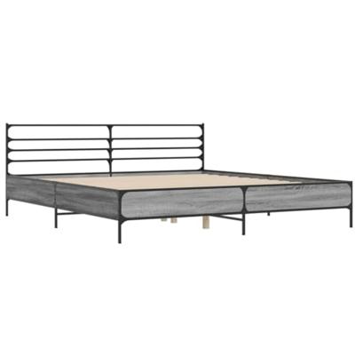 Bedframe bewerkt hout metaal grijs sonoma eiken 180x200 cm