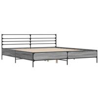 Bedframe bewerkt hout metaal grijs sonoma eiken 180x200 cm - thumbnail