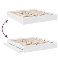 Bedframe met lades bewerkt hout wit 200x200 cm - thumbnail