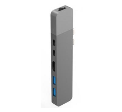 Hyper - HyperDrive NET 6-in-2 hub voor USB-C voor MacBook Pro/Air - HDMI 4K60Hz HDR, USB-C 40Gbps 100W PD, USB-C 5Gbps 60W PD, 2x USB-A 3.0, Gigabit Ethernet - zilver