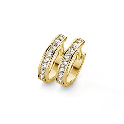 New Bling 9NB-0095 Oorringen zilver/zirconia 15 x 3 mm goudkleurig