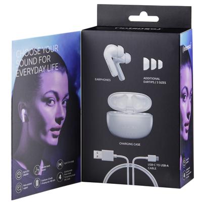Intenso White Buds TWS True Wireless Hoofdtelefoon T302A met Active Noise Cancelling en tot 35 uur muziekweergave, klein