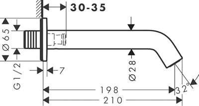 Hansgrohe Tecturis S baduitloop, chroom Hansgrohe Tecturis S baduitloop, chroom