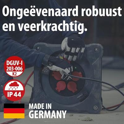 Brennenstuhl Professional Bouwplaats kabelhaspel met Powerblock | KC 3210 5 | IP44 | 33+5m | H07BQ-F3G2.5 - 9212380210
