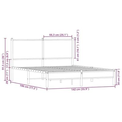 Bedframe zonder matras metaal bruin eikenkleurig 137x190 cm