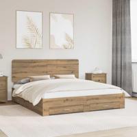 Bedframe met hoofdeinde Artisan Eiken 180 x 200 cm Bewerkt hout - thumbnail