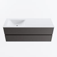 MONDIAZ VICA 130cm badmeubel onderkast Dark Grey 2 lades. Wastafel CLOUD links zonder kraangat, kleur Talc. - thumbnail