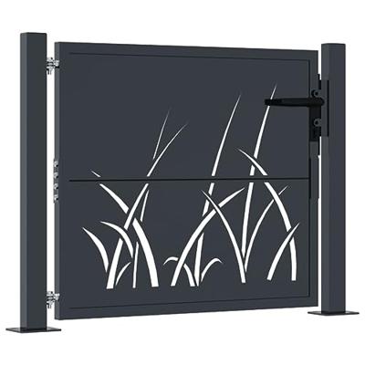 Poort met grasontwerp 100x75 cm staal antracietkleurig