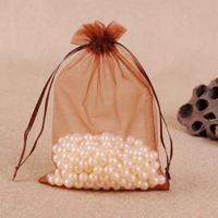 100 PCS geschenk zakken sieraden organza zakje bruiloft verjaardag partij drawable zakjes Gift Bag grootte: 7X9cm (koffie) - thumbnail