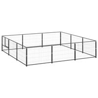 VidaXL Hondenkennel 9 m² staal zwart - thumbnail