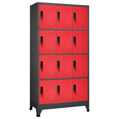 Lockerkast 90x45x180 cm staal antracietkleurig en rood