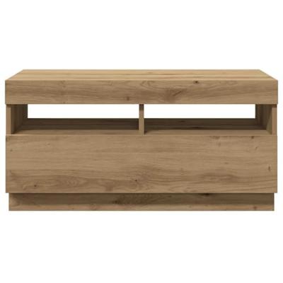 Tv-meubel met LED 80x35x40 cm bewerkt hout artisanaal eiken