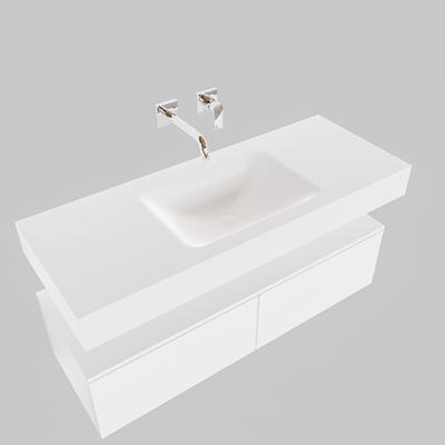 Badkamermeubel BWS Ibiza 120 cm Twee Soft-Close Lades Solid Surface Wastafel Mat Wit (acht varianten)