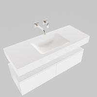 Badkamermeubel BWS Ibiza 120 cm Twee Soft-Close Lades Solid Surface Wastafel Mat Wit (acht varianten) - thumbnail