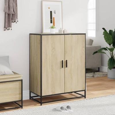 Schoenenkast 75x38x97,5 cm bewerkt hout en metaal sonoma eiken