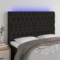 Hoofdbord LED 144x7x118/128 cm stof zwart - thumbnail