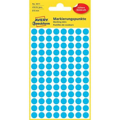 Etiket az 3011 rond 8mm blauw 416stuks