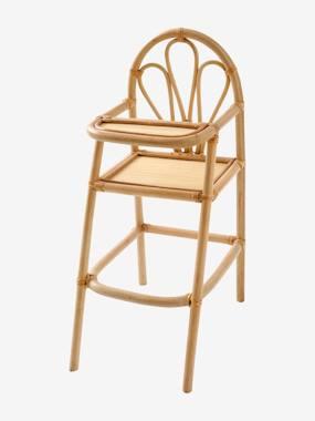 Hoge rotan kinderstoel beige